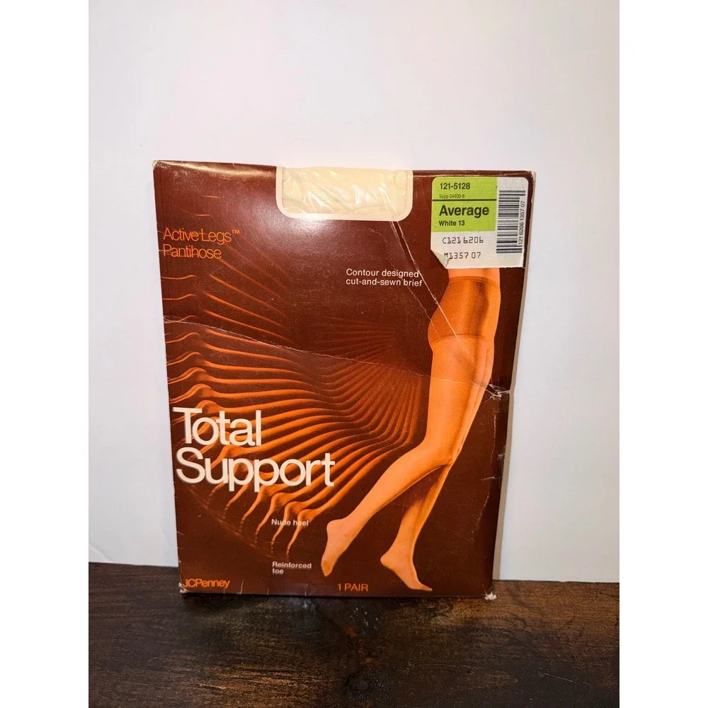 JCPenney Active Legs Total‎ Support Pantihose White Average Vintage 121-5128 USA
